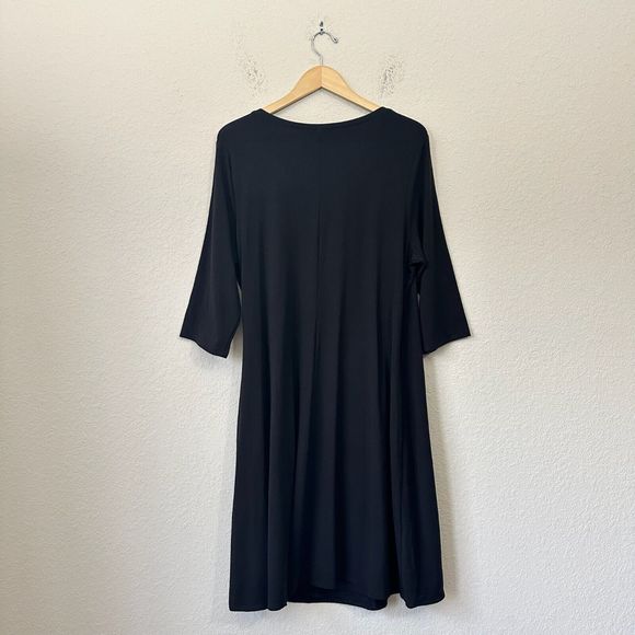 J. JILL PURE JILL Ballet Sleeves V-Neck Faux Wrap Dress in Black - Picture 4 of 10